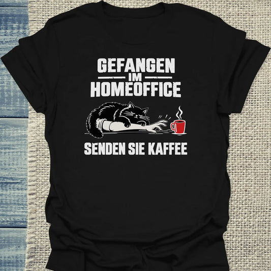 T-Shirt - Senden Sie Kaffee - Unisex - Katze & Kaffee Schwarz