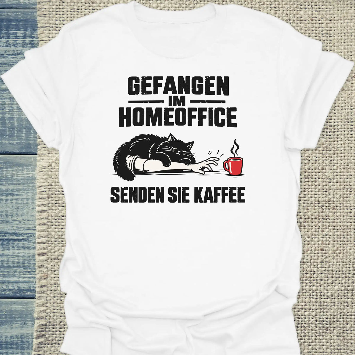 T-Shirt - Senden Sie Kaffee - Unisex - Katze & Kaffee Weiß