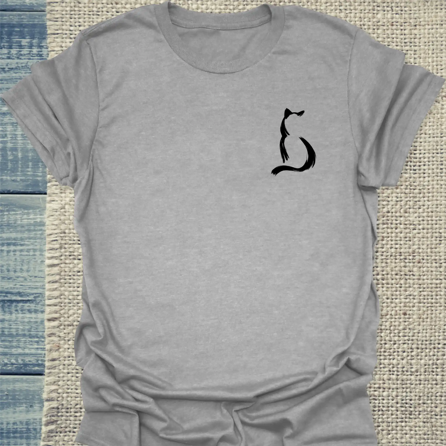 T-Shirt - Silhouette - Unisex - Katze Grau