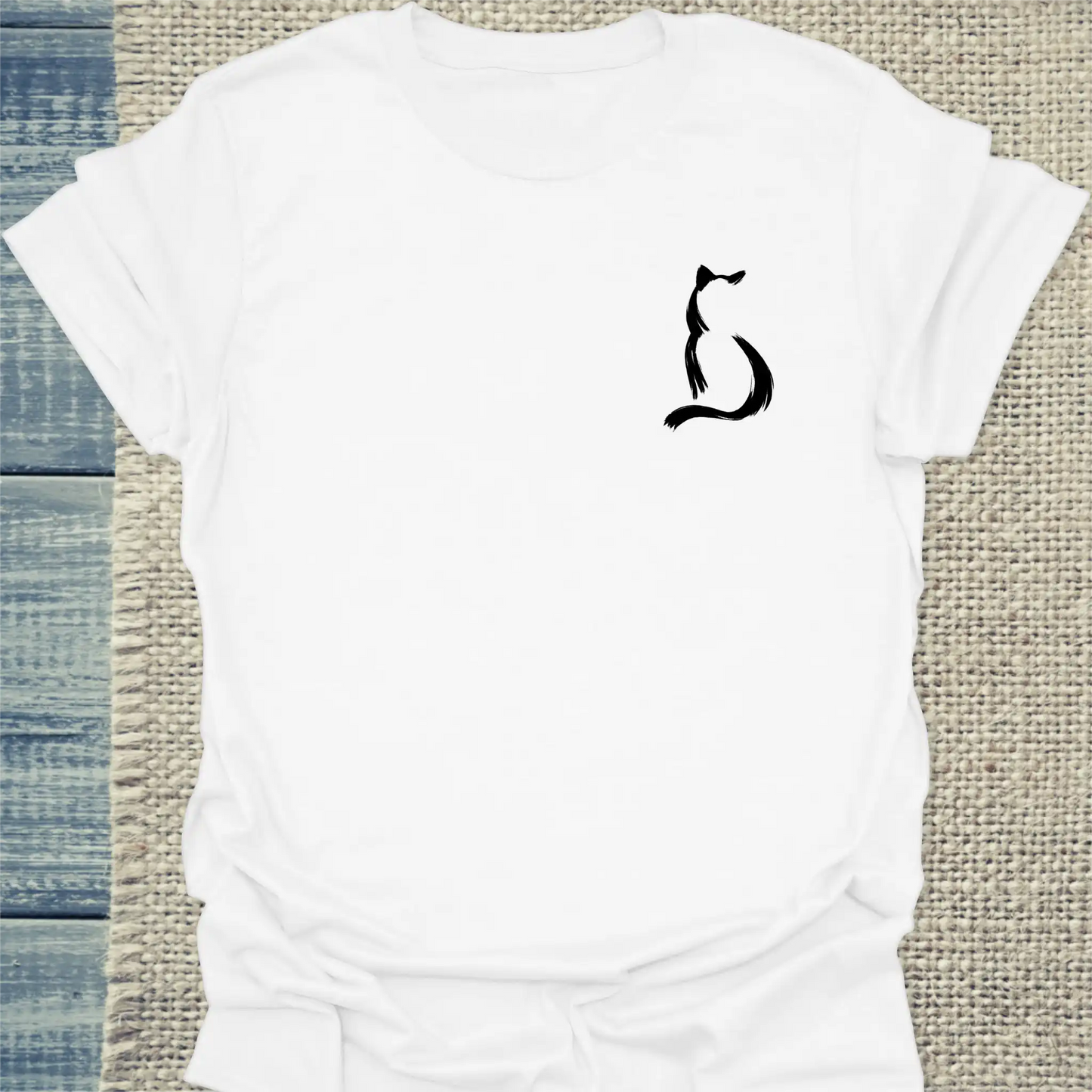 T-Shirt - Silhouette - Unisex - Katze Weiß