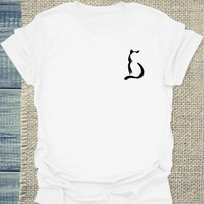 T-Shirt - Silhouette - Unisex - Katze Weiß