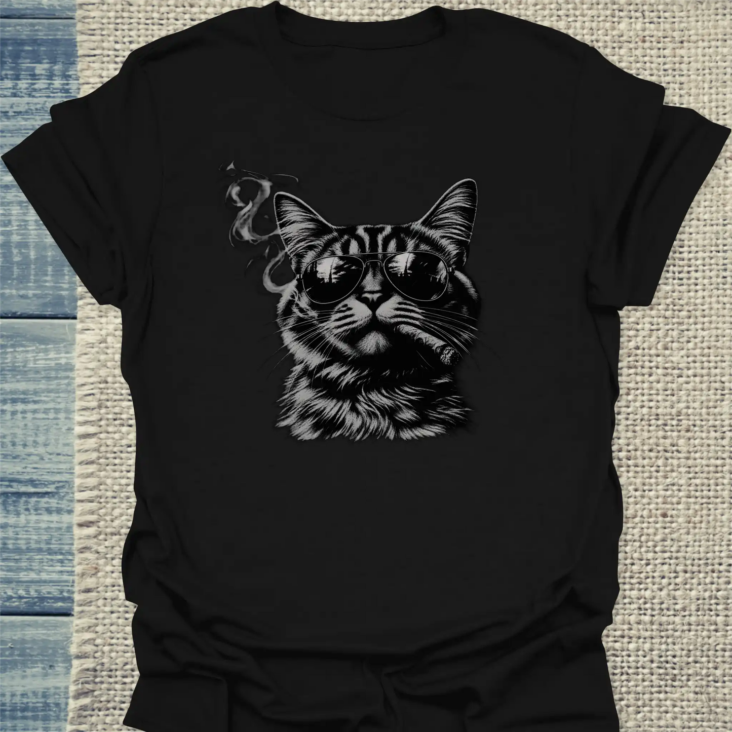 T-Shirt - Smoking Cat - Unisex - Katze Schwarz
