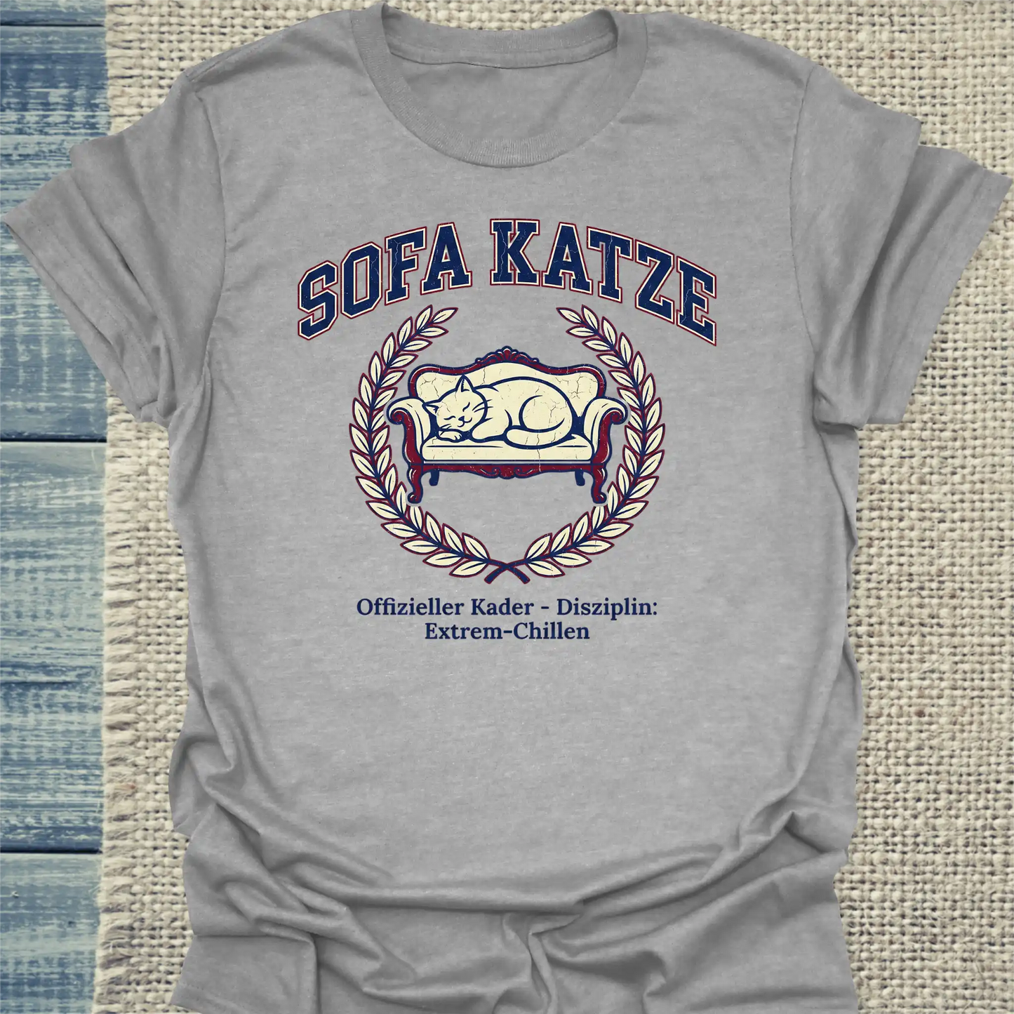 T-Shirt - Sofa Katze - Unisex - Katze & Kaffee Grau