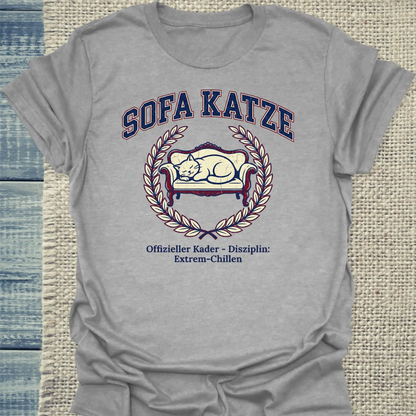 T-Shirt - Sofa Katze - Unisex - Katze & Kaffee Grau