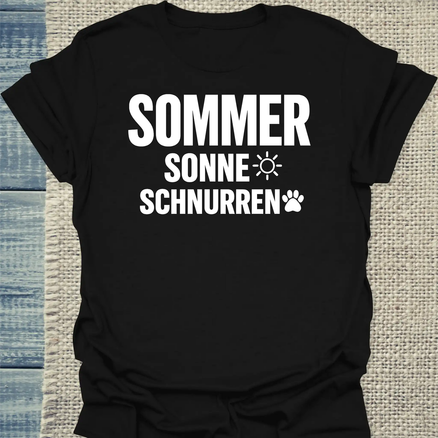 T-Shirt - Sommer, Sonne, schnurren - Unisex - Katze, Sommer Schwarz