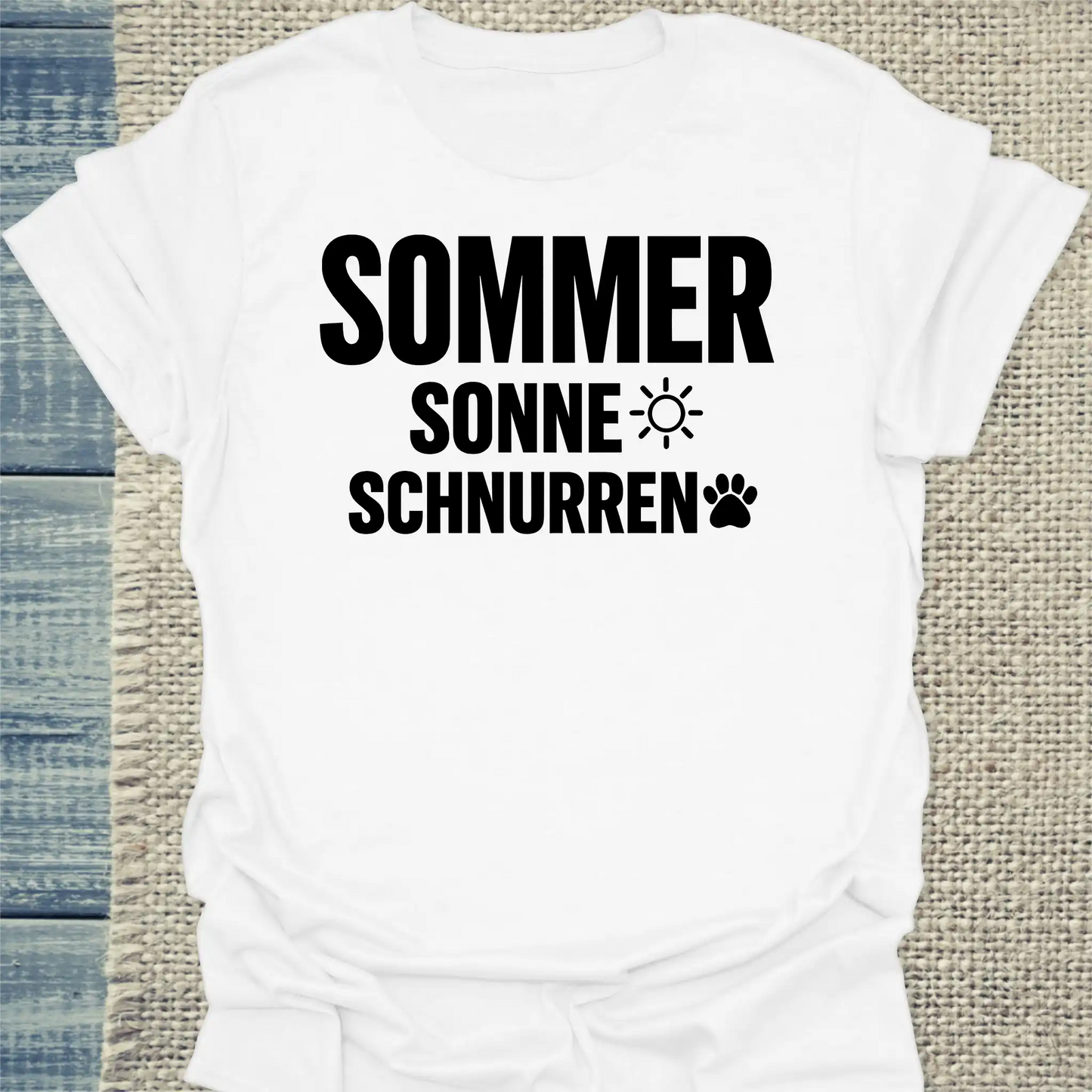 T-Shirt - Sommer, Sonne, schnurren - Unisex - Katze, Sommer Weiß