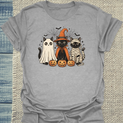 T-Shirt - Spooky Halloween - Unisex - Katze, Halloween Grau
