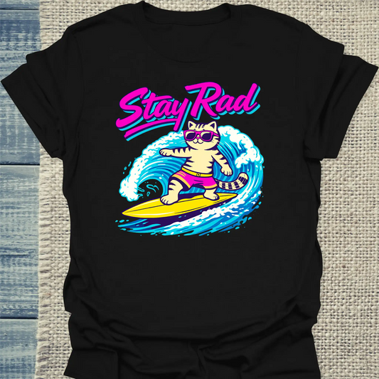 T-Shirt - Stay Rad - Unisex - Katze, Sommer Schwarz