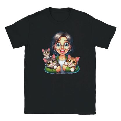 T-Shirt - Stolze Katzen Mama - Unisex - Kaffee, Cat Lady Schwarz