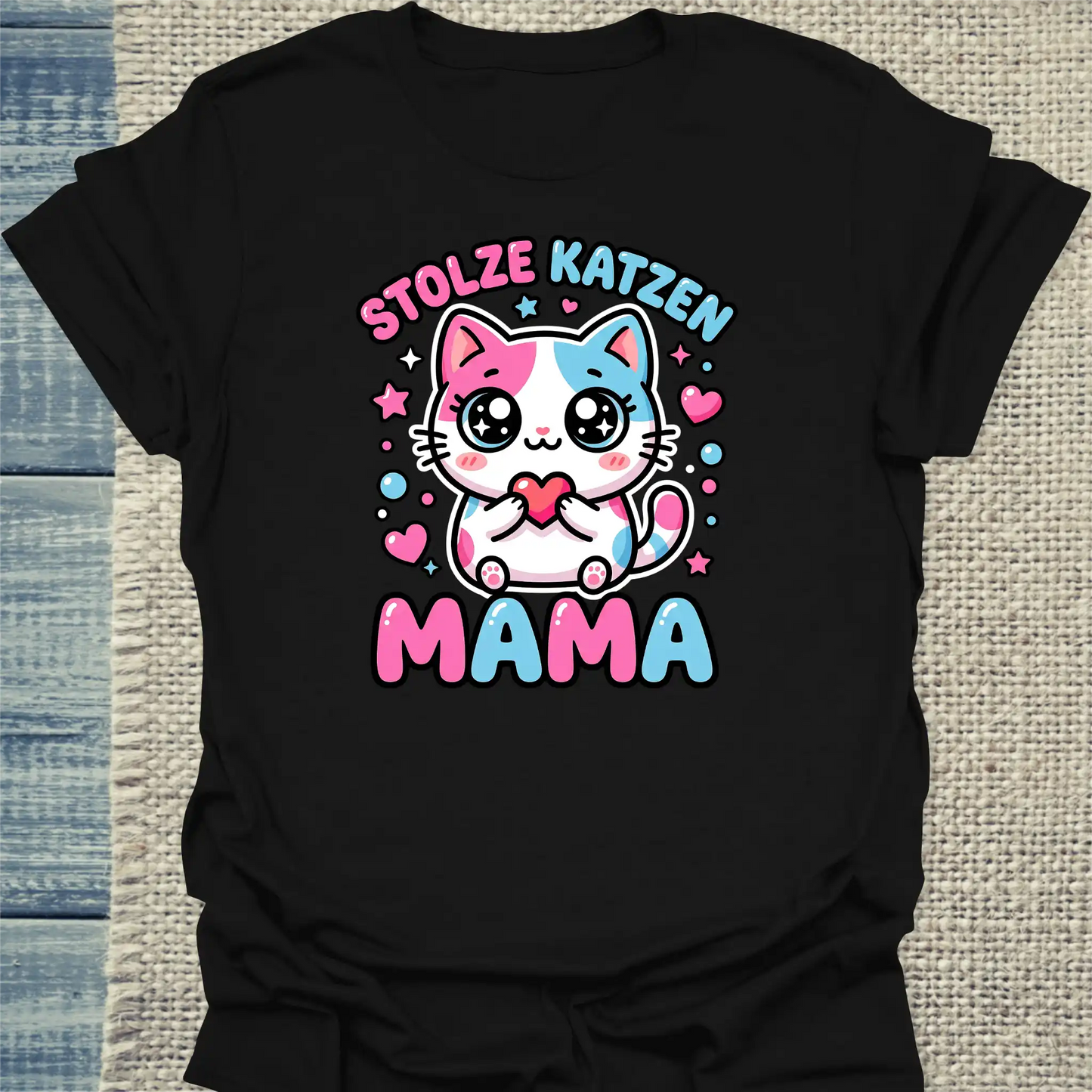 T-Shirt - Stolze Katzen Mama - Unisex - Kaffee Schwarz