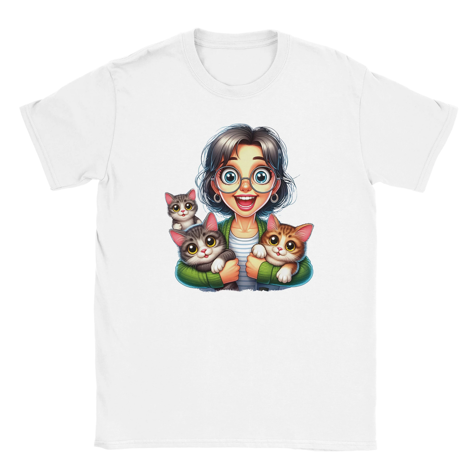 T-Shirt - Stolze Katzen Mama - Unisex - Kaffee, Cat Lady Weiß