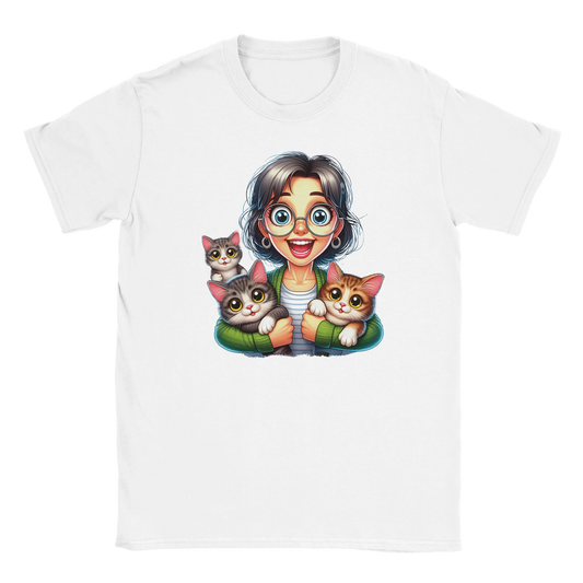 T-Shirt - Stolze Katzen Mama - Unisex - Kaffee, Cat Lady Weiß