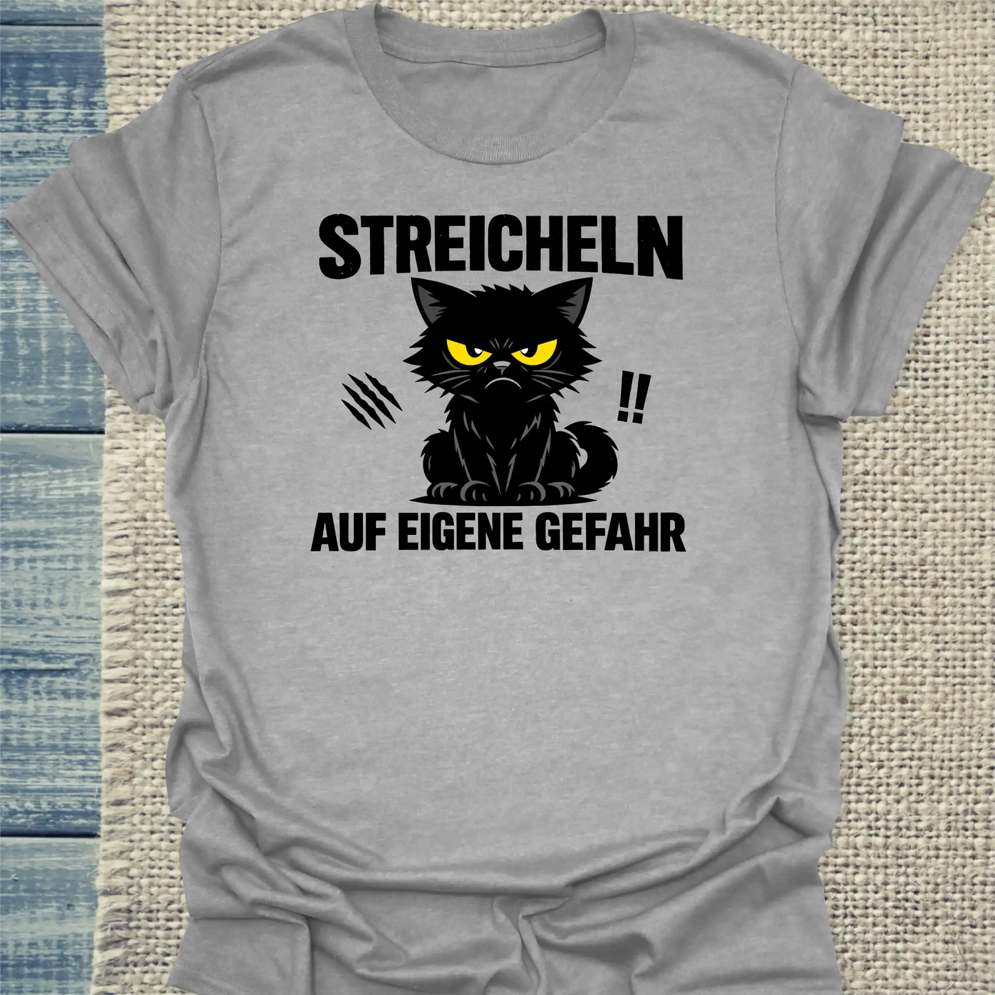 T-Shirt - Streicheln auf eigene Gefahr - Unisex - Katze Grau