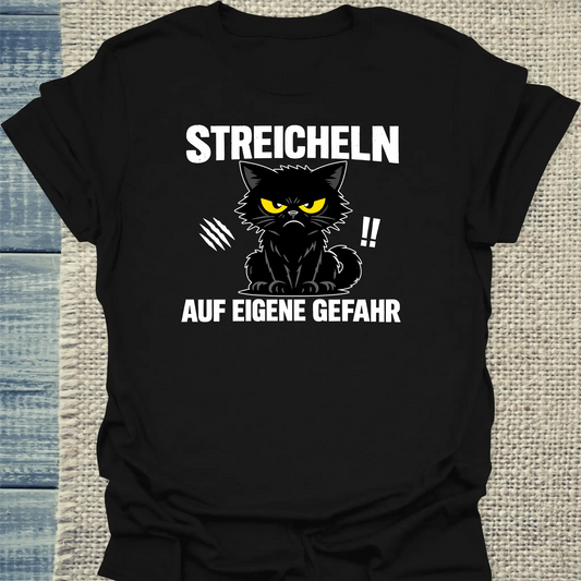T-Shirt - Streicheln auf eigene Gefahr - Unisex - Katze Schwarz