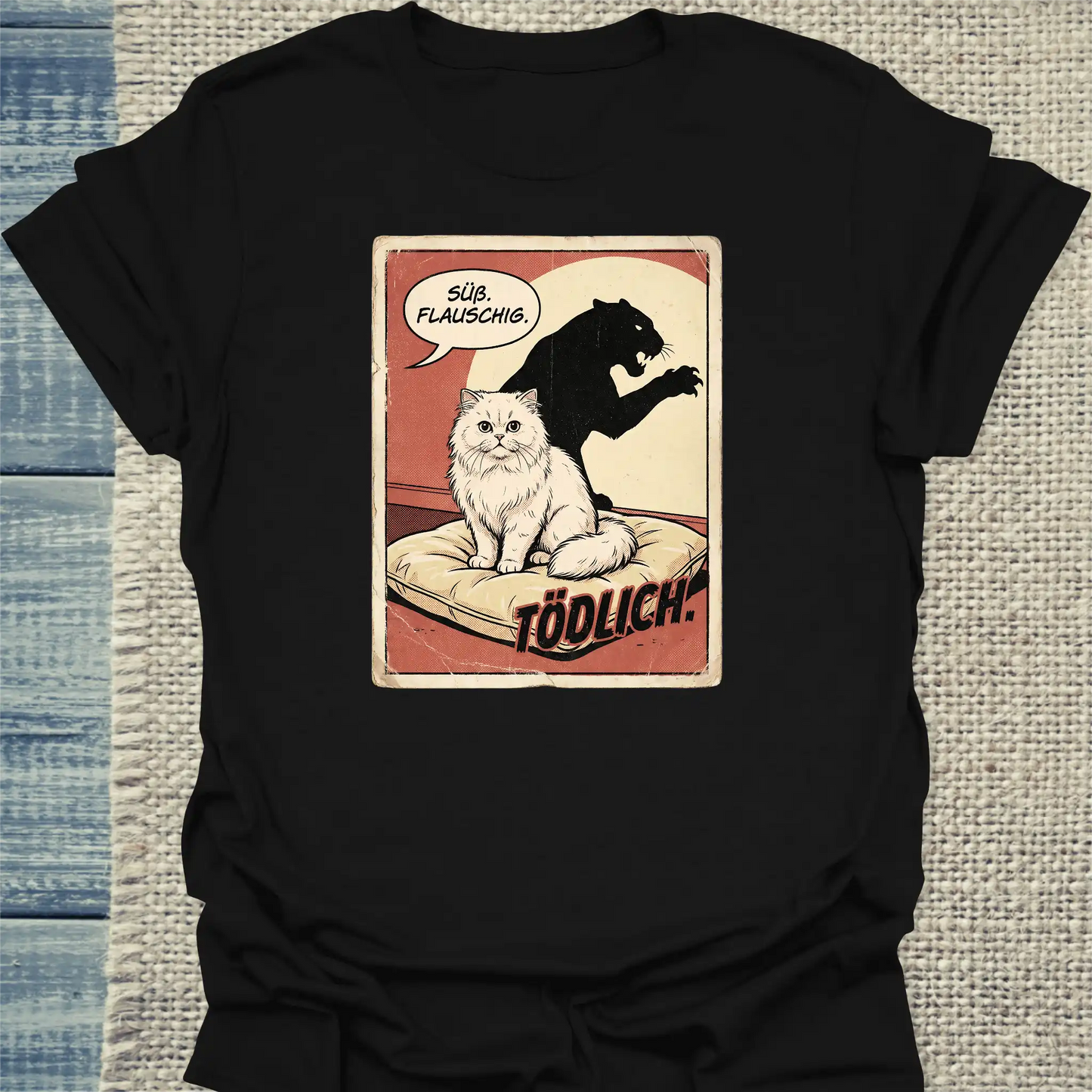 T-Shirt - Süß. Flauschig. Tödlich. - Unisex - Katze Schwarz
