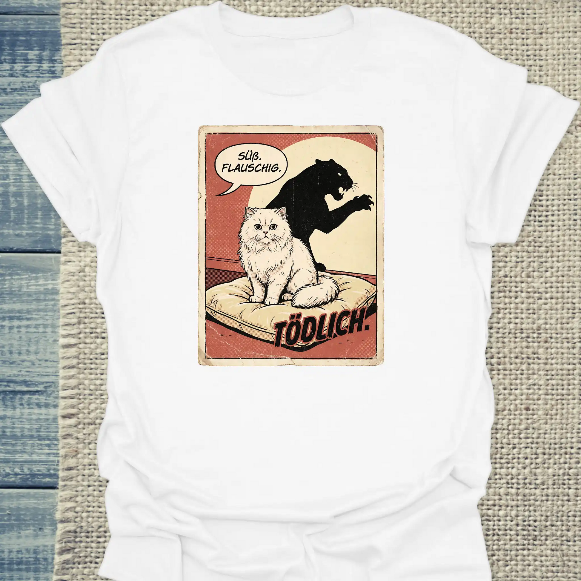 T-Shirt - Süß. Flauschig. Tödlich. - Unisex - Katze Weiß