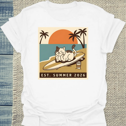 T-Shirt - Summer 2026 - Unisex - Katze, Sommer Weiß