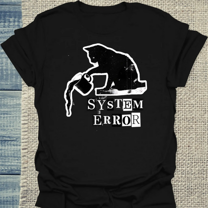 T-Shirt - System Error - Unisex - Katze & Kaffee Schwarz