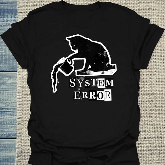 T-Shirt - System Error - Unisex - Katze & Kaffee Schwarz