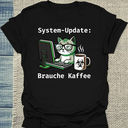 T-Shirt - System-Update - Unisex - Katze & Kaffee, Cat Guy Schwarz