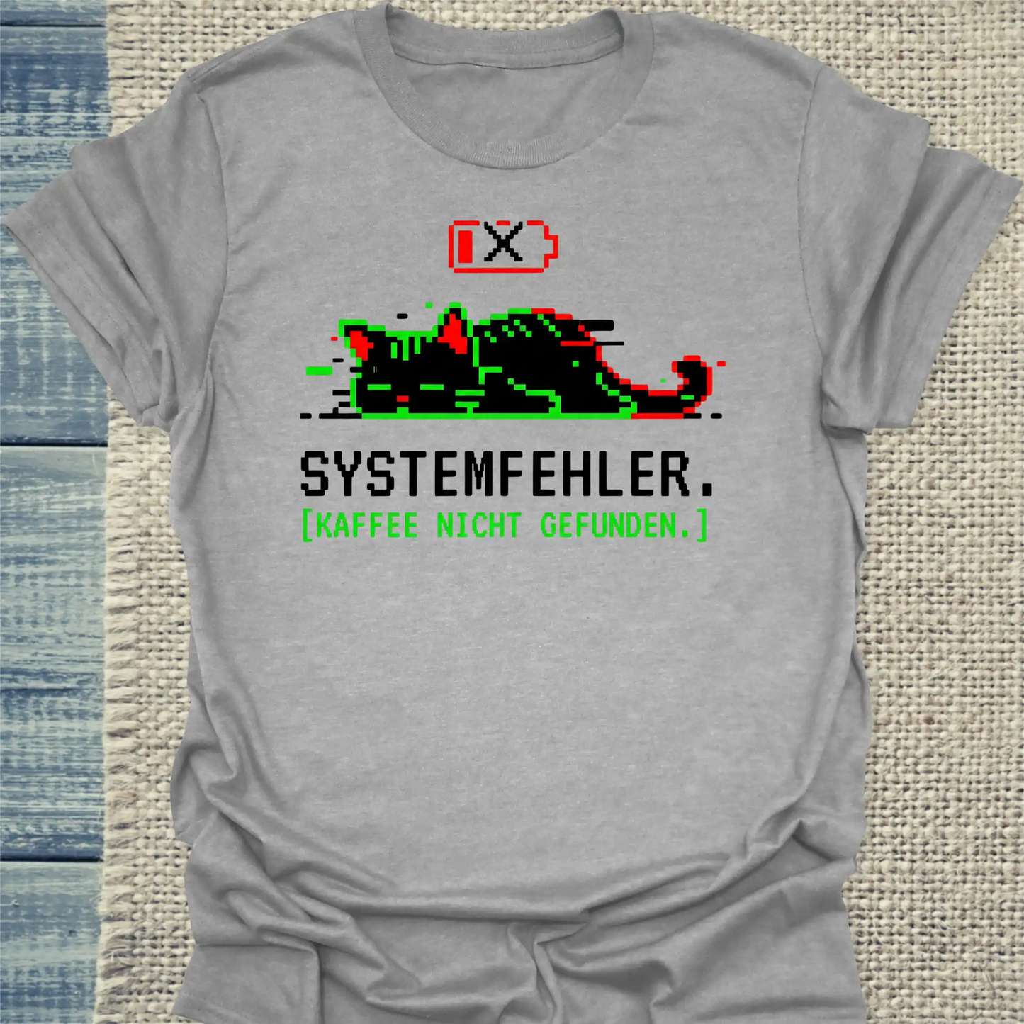 T-Shirt - Systemfehler - Unisex - Katze Grau