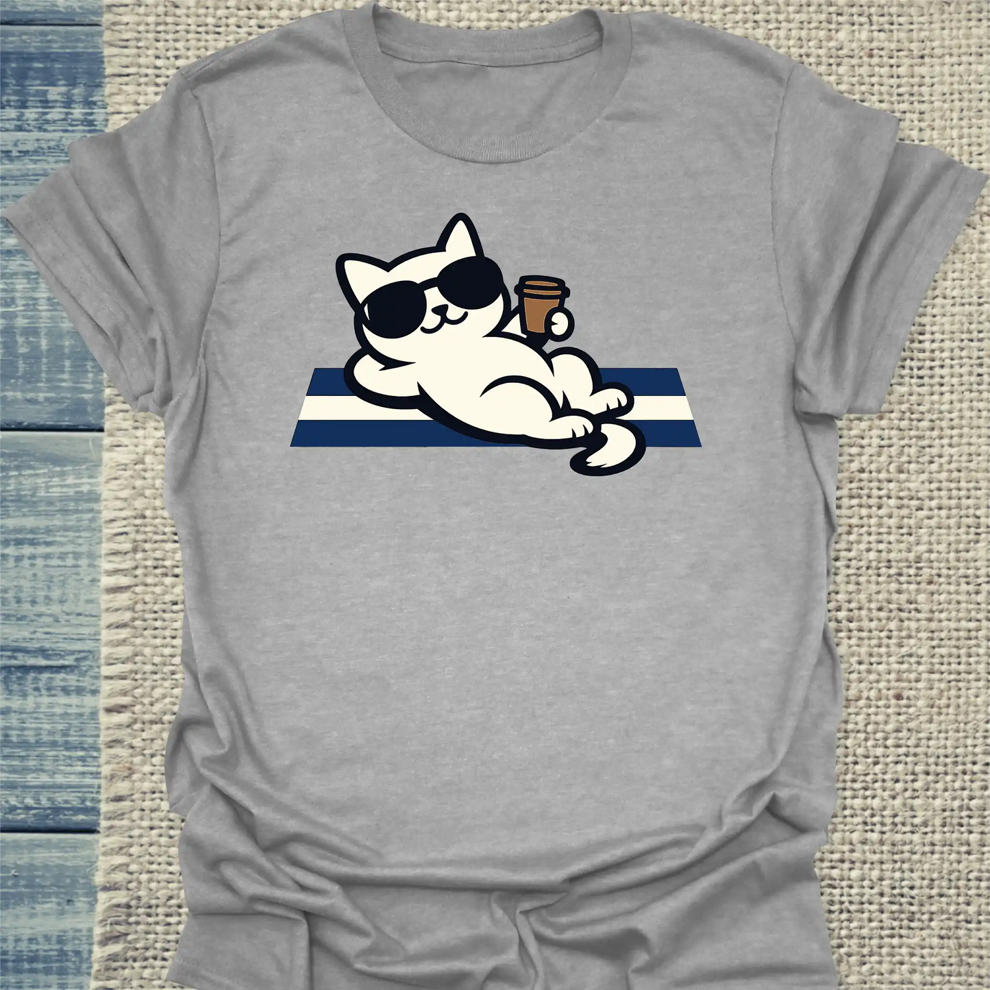 T-Shirt - Tag am Meer - Unisex - Katze, Sommer Grau