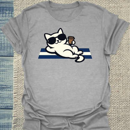 T-Shirt - Tag am Meer - Unisex - Katze, Sommer Grau