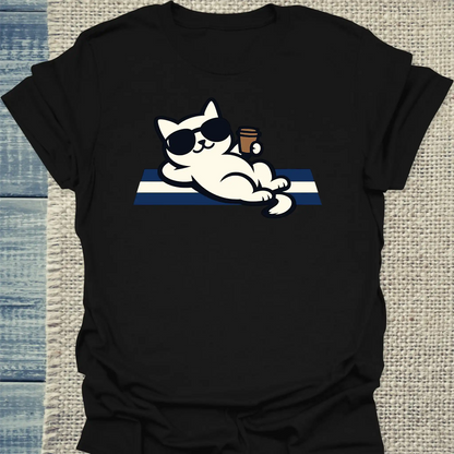 T-Shirt - Tag am Meer - Unisex - Katze, Sommer Schwarz
