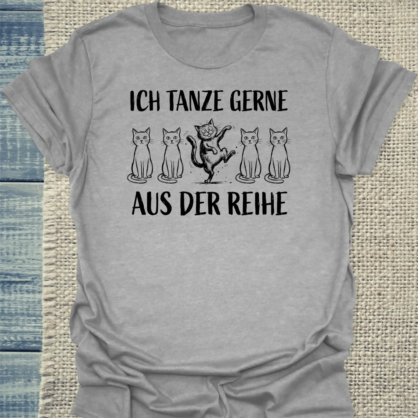 T-Shirt - Tanze aus der Reihe - Unisex - Katze Grau