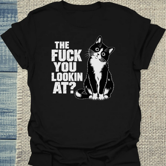 T-Shirt - The fudge you looking at? - Unisex - Katze Schwarz