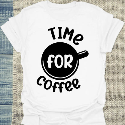 T-Shirt - Time for Coffee - Unisex - Kaffee Weiß