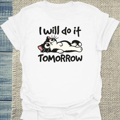 T-Shirt - Tomorrow - Unisex - Katze Weiß