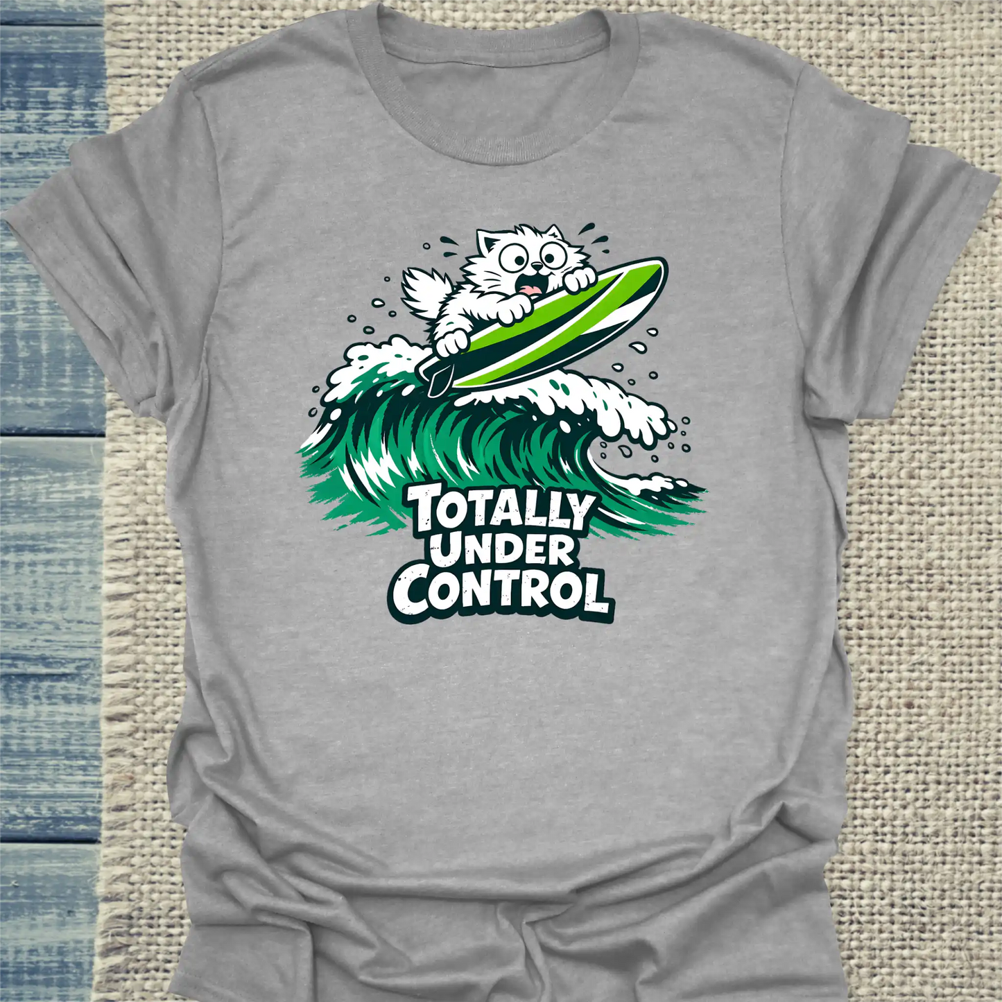 T-Shirt - Totally Under Control - Unisex - Katze, Sommer Grau