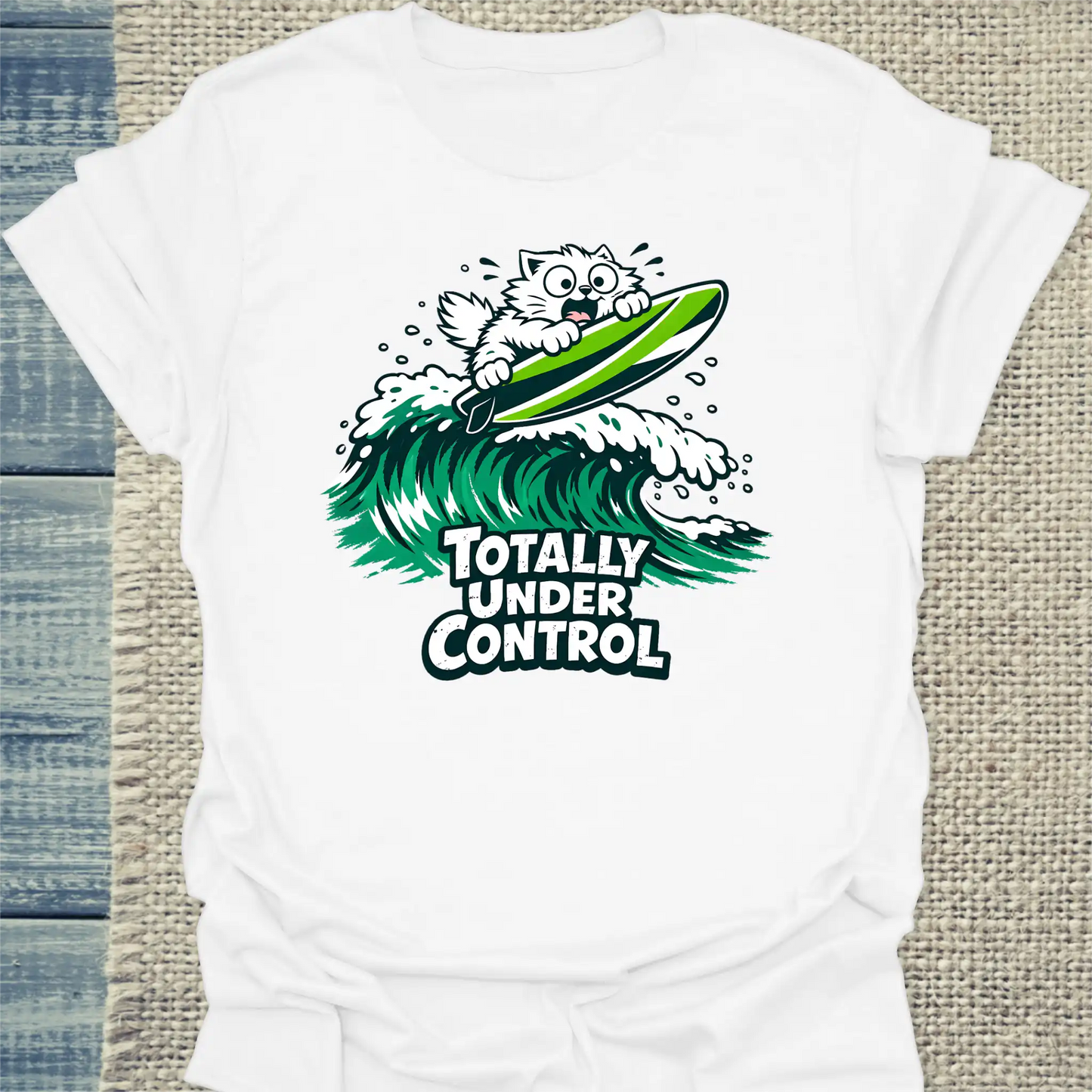 T-Shirt - Totally Under Control - Unisex - Katze, Sommer Weiß