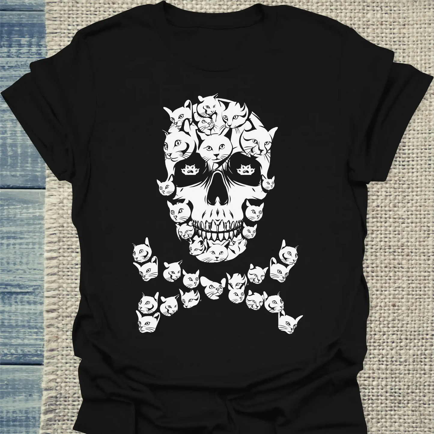 T-Shirt - Totenkopf Katze - Unisex - Katze Schwarz