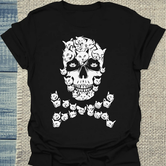 T-Shirt - Totenkopf Katze - Unisex - Katze Schwarz