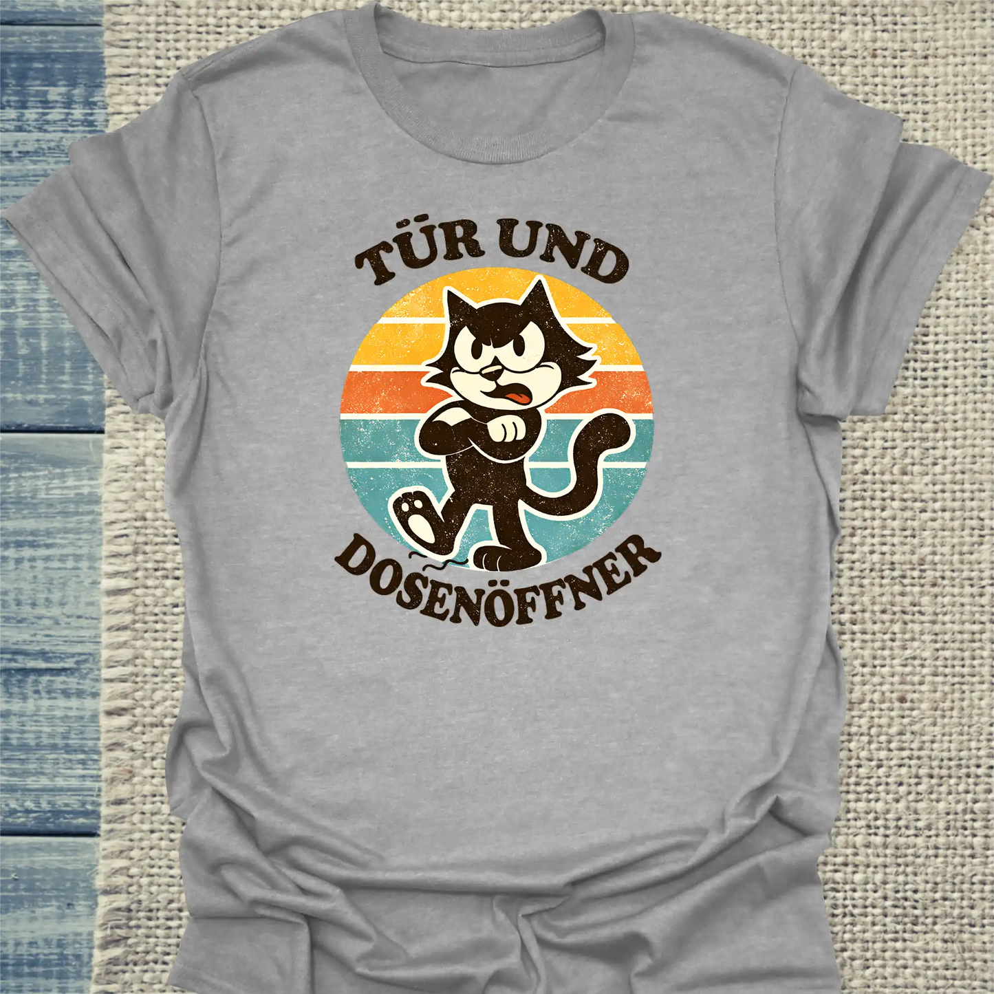T-Shirt - Tür und Dosenöffner - Unisex - Katze Grau