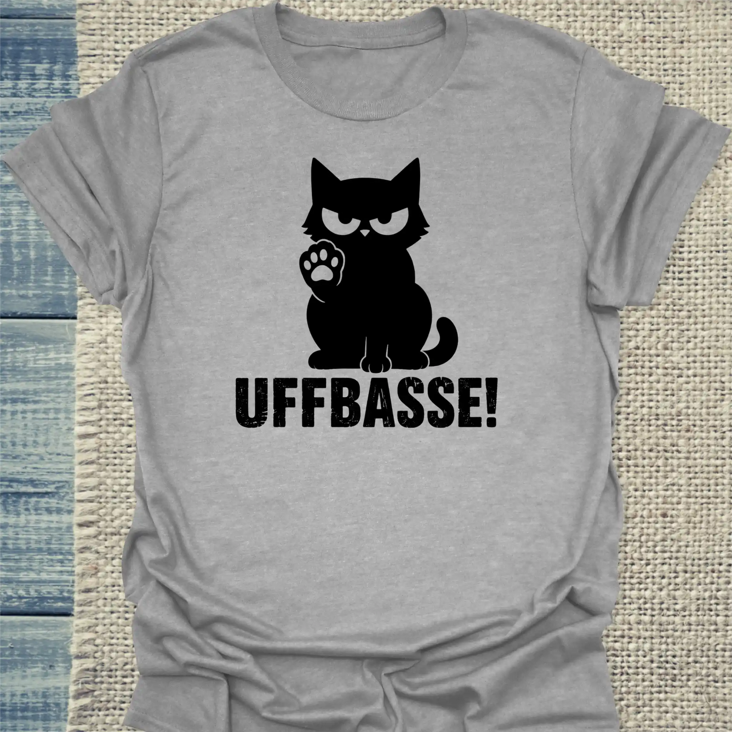 T-Shirt - Uffbasse! - Unisex - Katze Grau