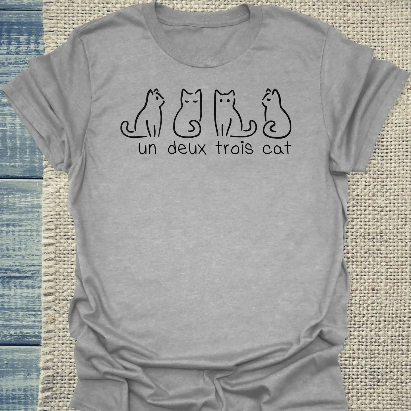 T-Shirt - Un Deux Trois Cat - Unisex - Katze Grau