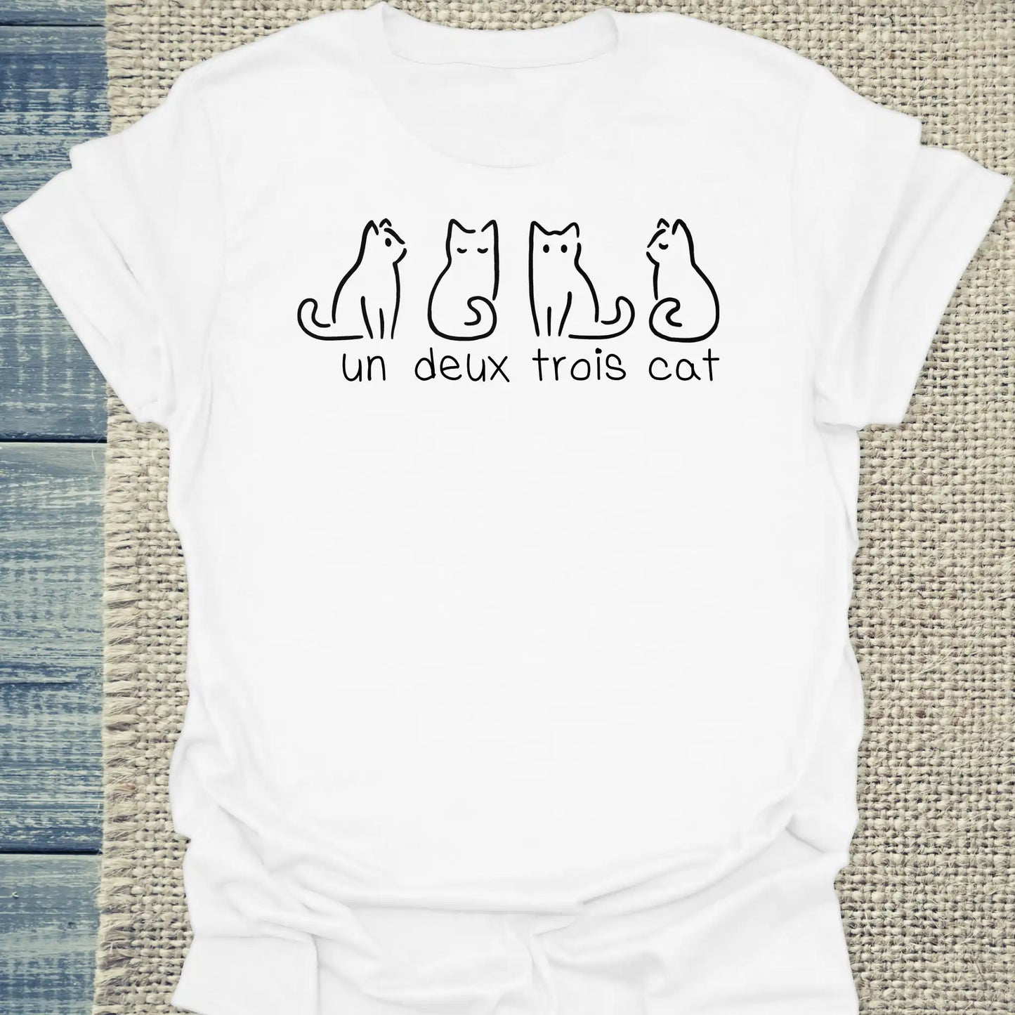 T-Shirt - Un Deux Trois Cat - Unisex - Katze Weiß