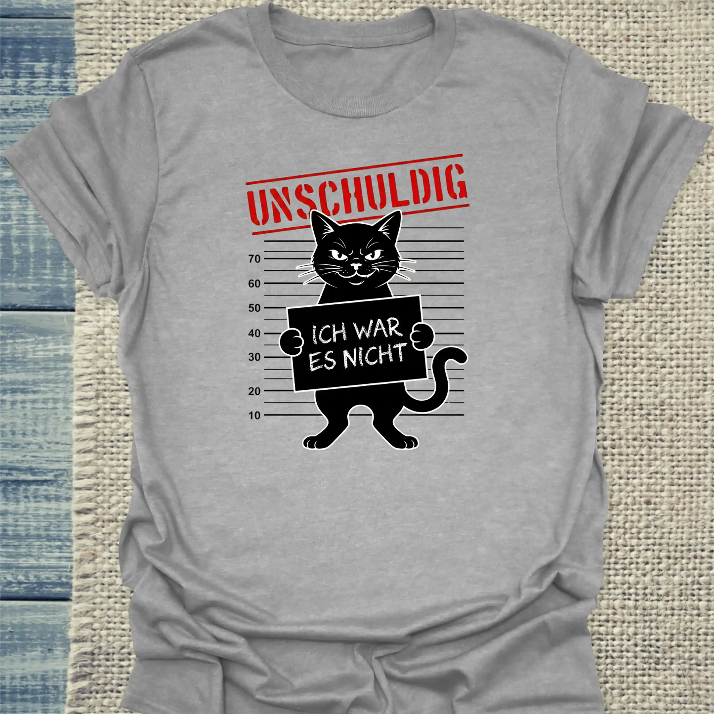 T-Shirt - Unschuldig - Unisex - Katze Grau