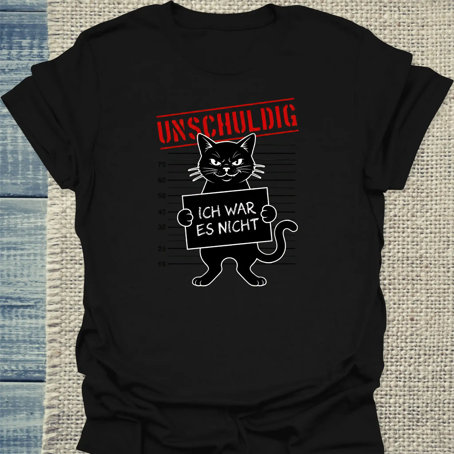 T-Shirt - Unschuldig - Unisex - Katze Schwarz