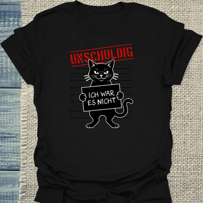 T-Shirt - Unschuldig - Unisex - Katze Schwarz