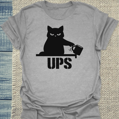 T-Shirt - Ups - Unisex - Katze Grau