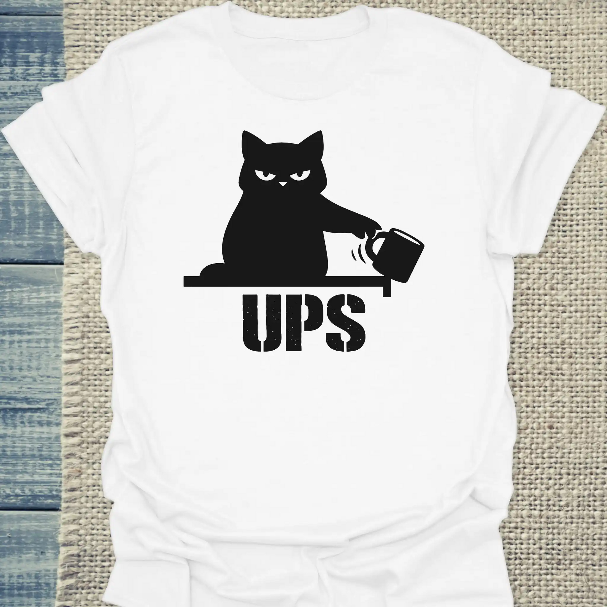 T-Shirt - Ups - Unisex - Katze Weiß