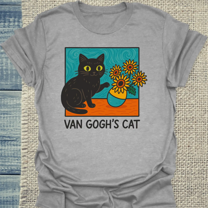 T-Shirt - Van Goghs Cat - Unisex - Katze Grau