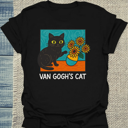 T-Shirt - Van Goghs Cat - Unisex - Katze Schwarz