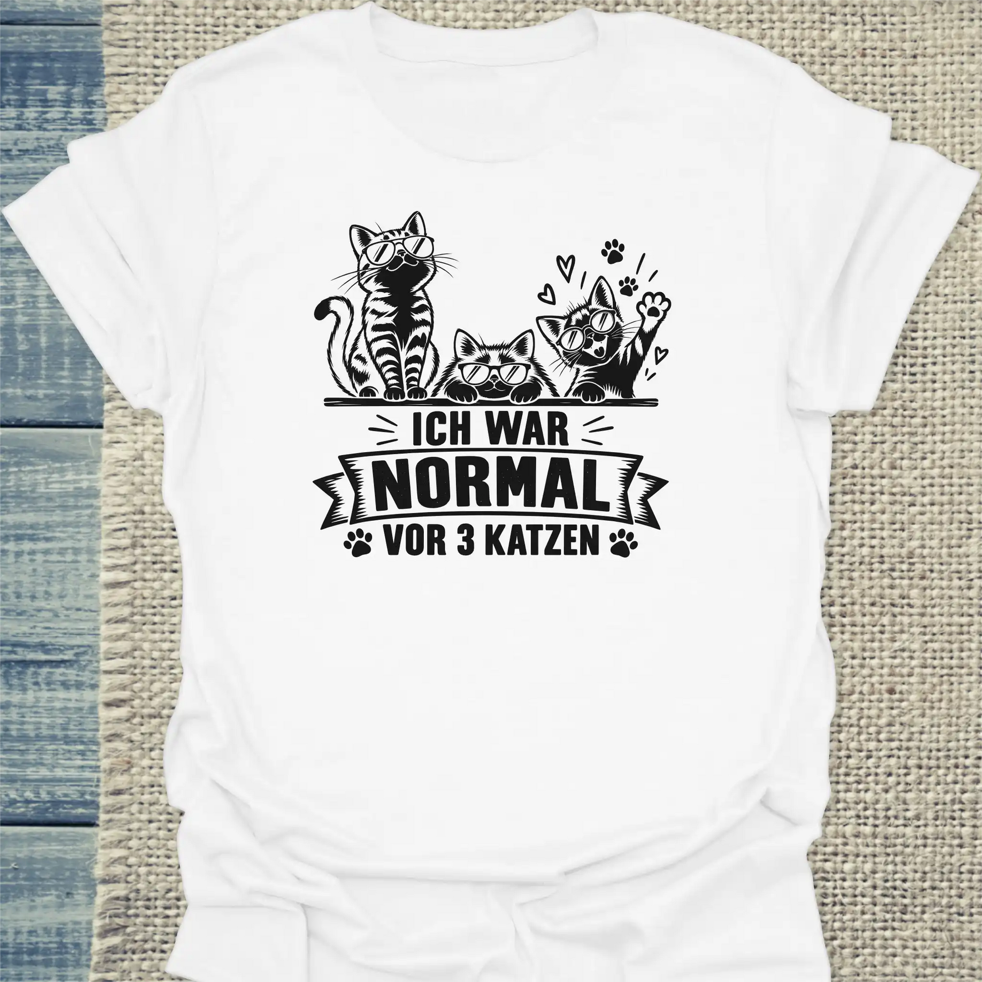 T-Shirt - Vor 3 Katzen - Unisex - Katze Weiß
