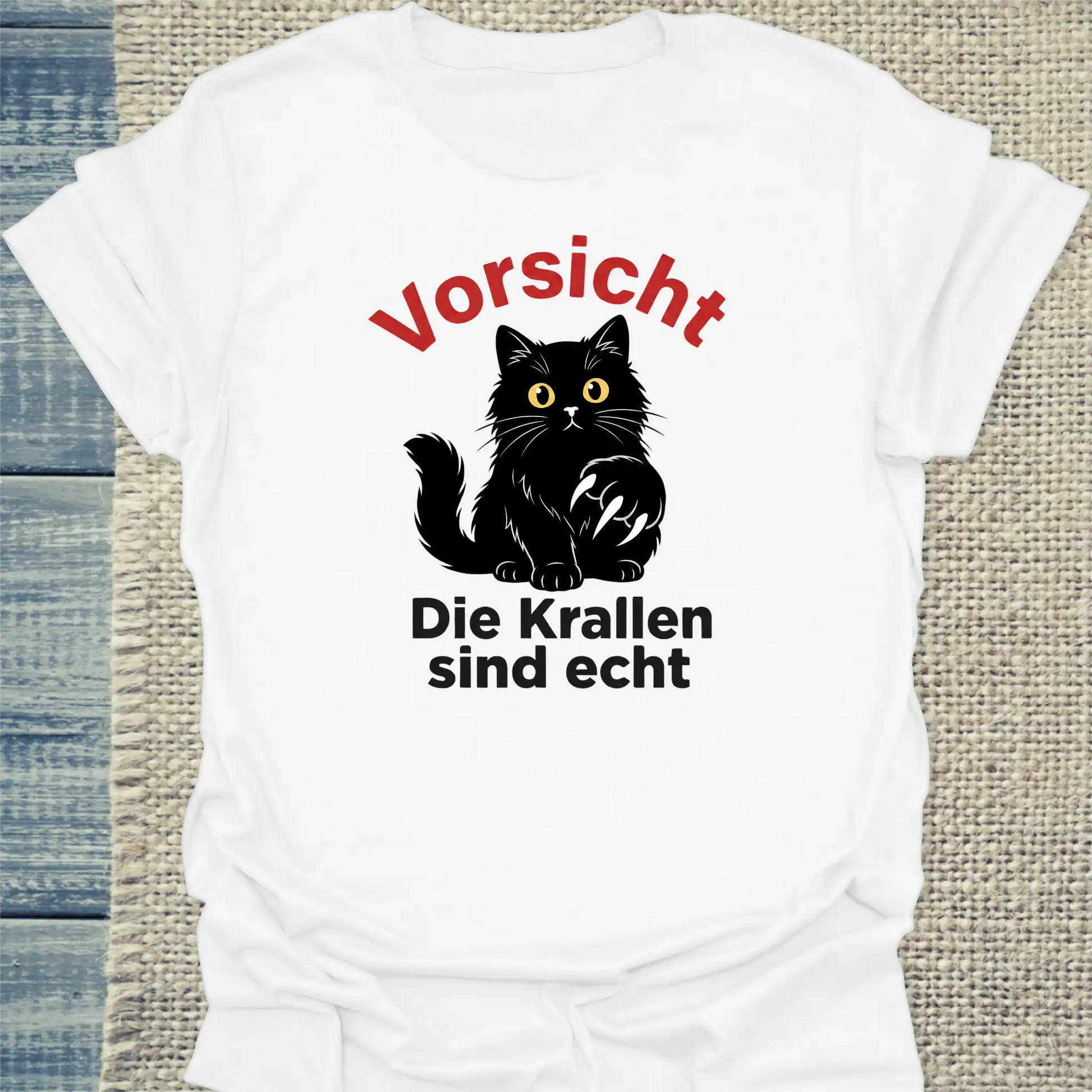 T-Shirt - Vorsicht. Die Krallen sind echt. - Unisex - Katze Weiß