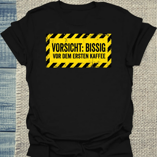 T-Shirt - Vorsichtig bissig - Unisex - Kaffee Schwarz